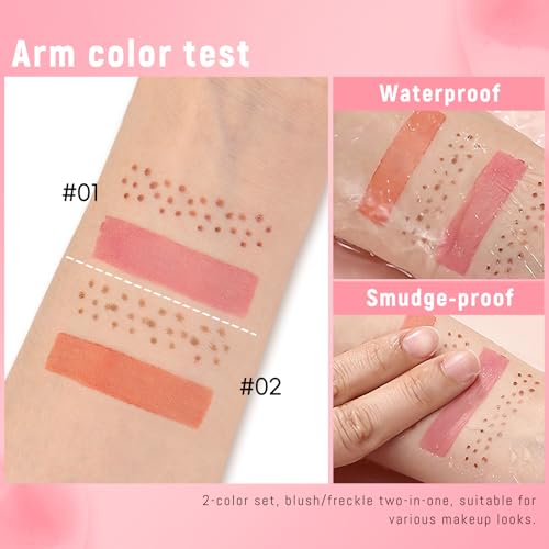 HOSAILY 2-in-1 Freckle Stamp and Liquid Blush Pen Waterproof Sunkissed Makeup