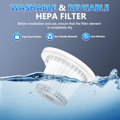 KMM HEPA Replacement Filters for LT-117C Car Vacuum | 2 Pack, Washable & Reusable