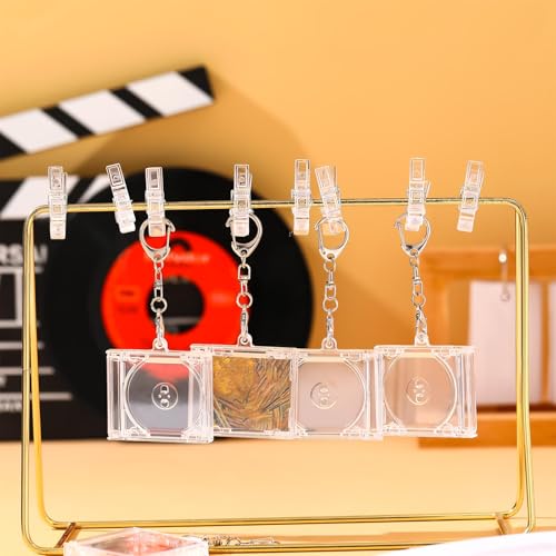 Misdary Mini CD Holder Keychain Album Case - Clear, 10 Pack