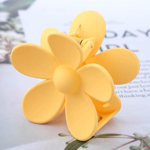 Jugielu Large Yellow Flower Hair Claw Clip Matte Acrylic Floral Hairclip