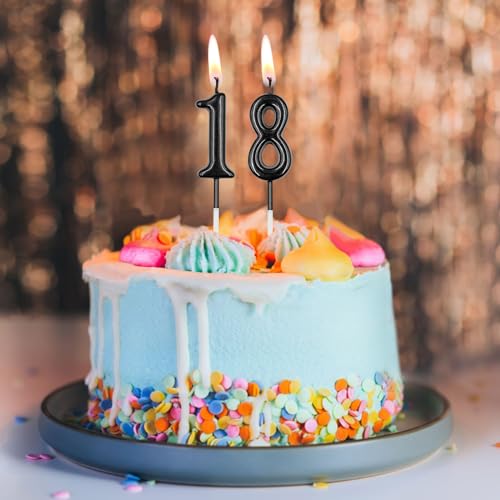 Black Number 80 Birthday Candle for Cake Decoration