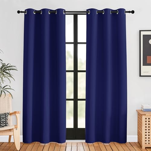 NICETOWN Royal Blue Blackout Curtains, 42"W x 80"L Grommet Drapes (Set of 2)