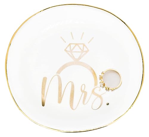 Mrs Ceramic Jewelry Trinket Dish Tray - Elegant Ring & Necklace Holder