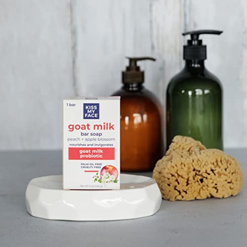Kiss My Face Goat Milk Bar Soap - Peach and Apple Blossom 4 oz