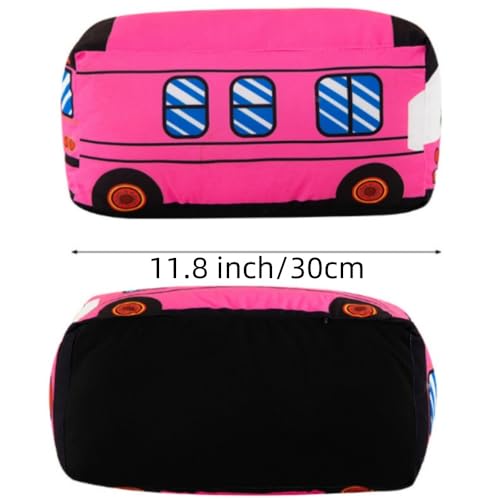 OUKEYI Pink Car Plush Toy - 11.8 Inch Soft Cartoon Bus Pillow for Kids and Gifts