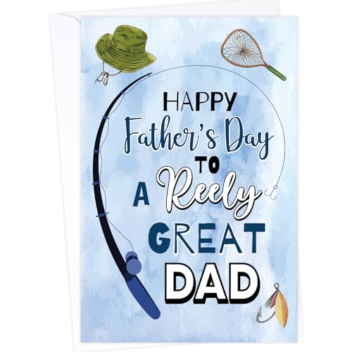 Fishing Father's Day Card with Envelope - To a Reely Great Dad