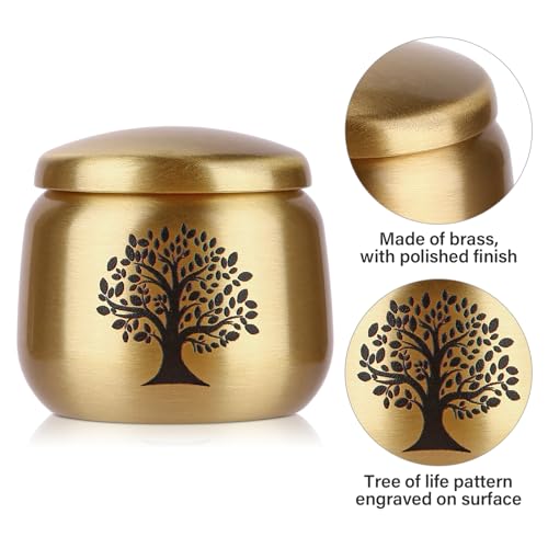 Tree of Life Mini Urn for Ashes - 1.6''x1.5'' Brass Keepsake