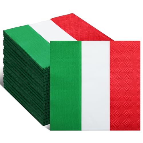 Italian Flag Paper Napkins - 6.5 Inch Red White Green Bulk Set of 50