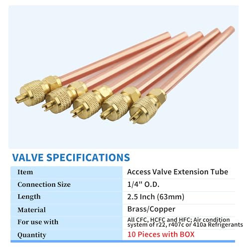 Wisscool 10-Piece HVAC Service Access Valve Kit with Core Remover