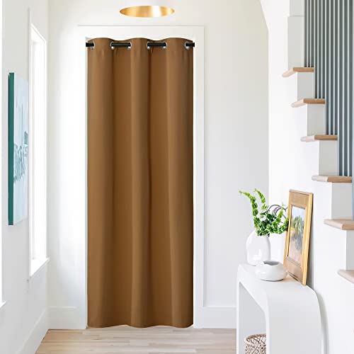 NICETOWN Thermal Insulated Blackout Door Curtain - 42" W x 80" L, Gold Brown