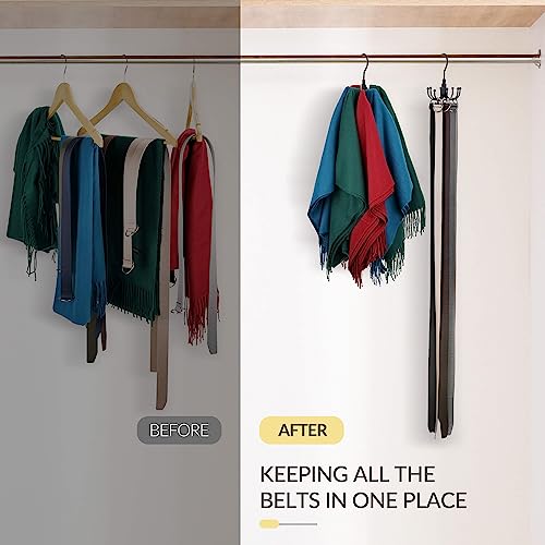 PODATOL Rotating Belt Hanger - 24 Slot Metal Closet Organizer, Black