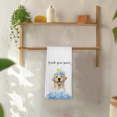 Golden Retriever Hand Towels - Funny Bathroom Kitchen Decor, 16x24 Inch