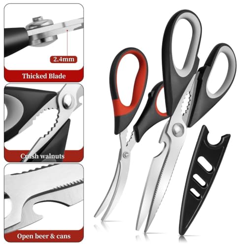 Heavy Duty Kitchen Shears Set - Stainless Steel Scissors for Food