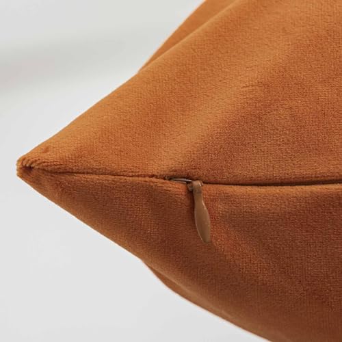 Burnt Orange Velvet Pillow Covers Set of 2 - 14x14 Inch