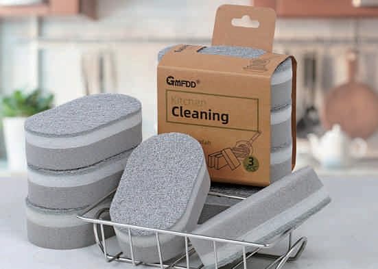 Non-Scratch Scrubbing Sponges - Reusable Cleaning Pads, Gray