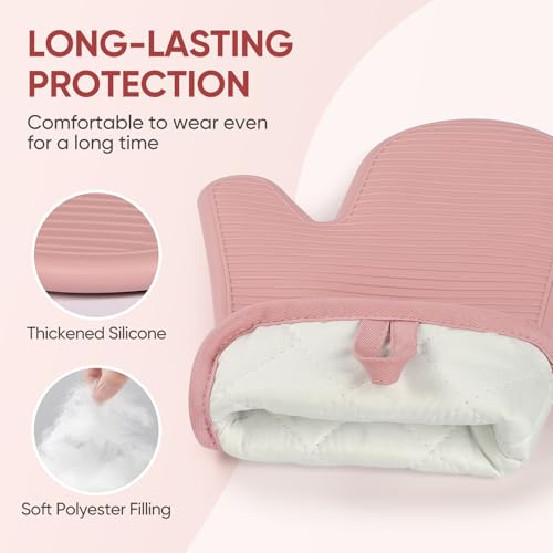 YUTAT Silicone Oven Mitts - Heat Resistant, Waterproof, 2 Pcs Set for BBQ & Baking