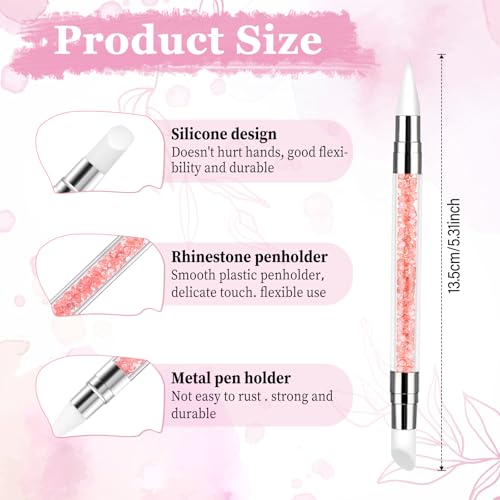 3 Pcs Dual Tipped Silicone Nail Art Brushes & Carving Pens