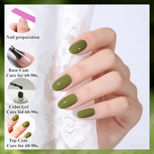 Lifemajic Olive Green Gel Nail Polish 15ml UV Soak Off