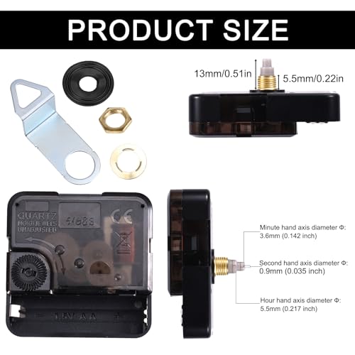 Quartz Clock Movement Replacement Kit 13mm Shaft Silent Mechanism DIY Repair