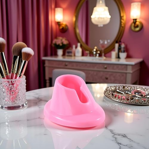 Pink Soft Rubber Nail Polish Bottle Holder Stand Anti-Spill Organizer