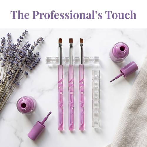 Gemsanva Nail Art Cleanup Brushes Set with Holder Marble Handle