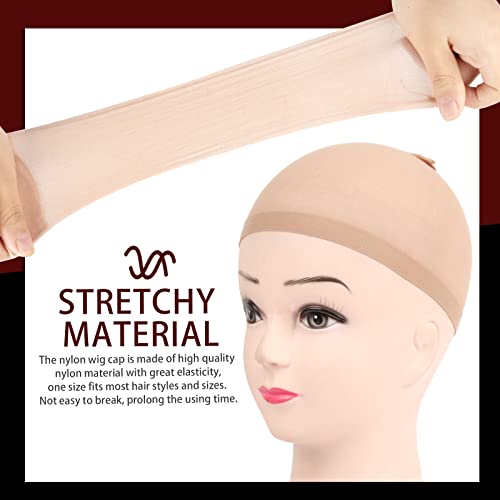 Fandamei 4PCS Nylon Wig Caps Nude Stretchable Stocking Cap for Wigs