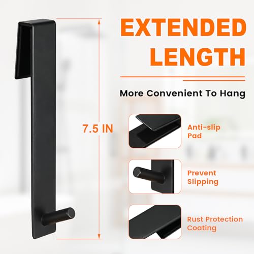 CZC HOME 7.5-Inch Extended Shower Door Towel Hook - Stainless Steel (2 Pack)