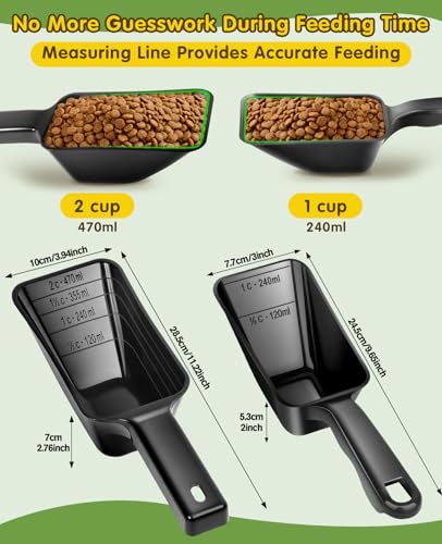 2-Pack Dog Food Scoop Set - 1 Cup & 2 Cup Measuring Scoops