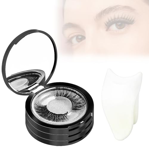 Black 3-Layer Round Eyelash Storage Case with Mirror & Lash Clips