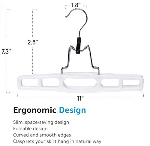 Premium Skirt Hangers - Space-Saving White Pant Hangers with Clasp (2-Pack)