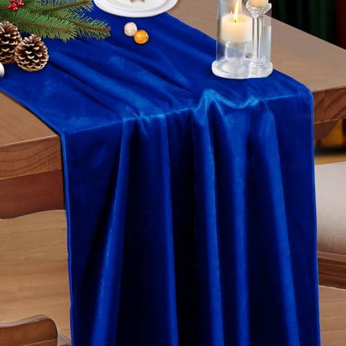 Velvet Table Runner - Royal Blue 20 x 120 Inches Elegant Dining Decor