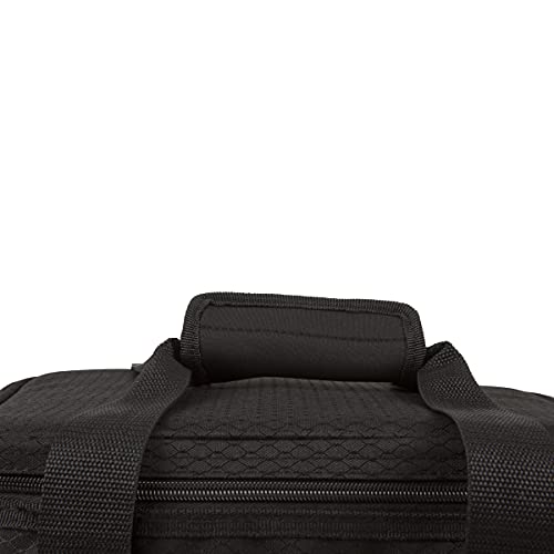 PICNIC TIME Cellar 6-Bottle Wine Carrier & Cooler Tote, Insulated Padded Wine Cooler Bag for Travel, Portable Bag with Polyester Exterior and Water-Resistant Base, (Black with Gray Accents)