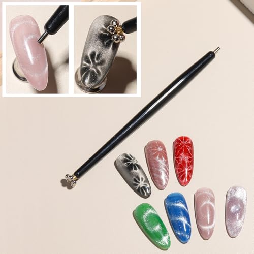 Cat Eye Nail Magnet Tool Set, 6-Piece Magnetic Pen and Heart Design Clips