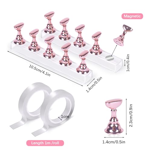 JUSTOTRY Pink Magnetic Nail Practice Stand Holder Kit for Press Ons