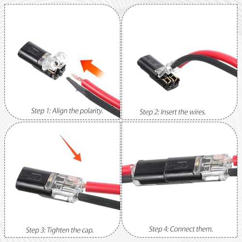 20PCS Double Wire Plug Connector for LED Strip Lights - No-Stripping Quick Splice Clips