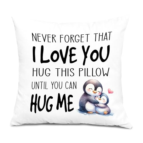 Cute Penguin Hug This Pillow Cover 18x18 - White-10