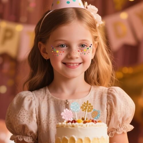Rainbow Freckles Temporary Face Tattoos 12 Sheets Waterproof Gems