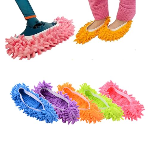 AISIBO Washable Microfiber Mop Slippers - 10 Piece Chenille Floor Dusting Set