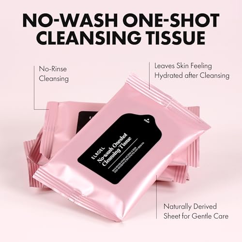 ELROEL No-Wash Cleansing Wipes - 4-in-1 Makeup Remover & Facial Cleansing Tissues with Hot Spring Water and Green Tea (10 Sheets)