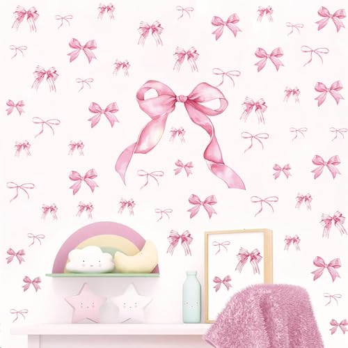 Pink Bow Wall Stickers - 50 PCS Peel and Stick Bow Decals