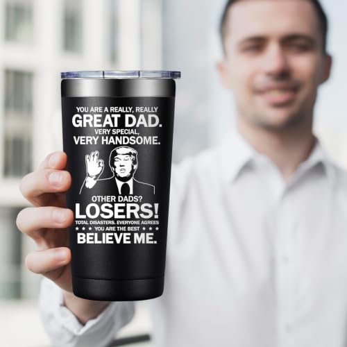 Dad Gifts from Daughter Son - Best Dad Ever 20oz Tumbler Cup - Black Variation