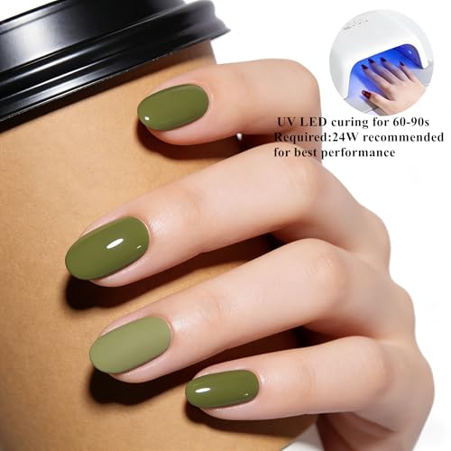 Lifemajic Olive Green Gel Nail Polish 15ml UV Soak Off