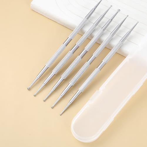 5 Pcs Double-Sided Nail Dotting Tool Stainless Steel Ball Pens