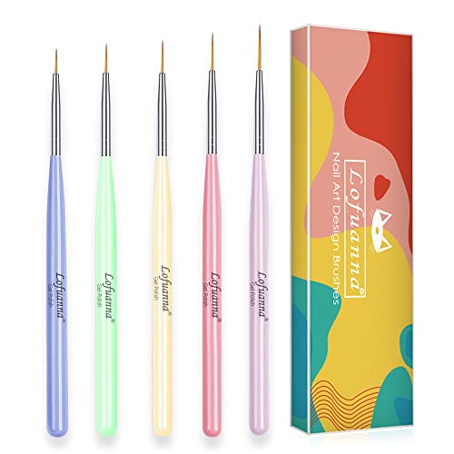 Lofuanna Nail Art Liner Brushes Set 5PCS UV Gel Painting Drawing Pens