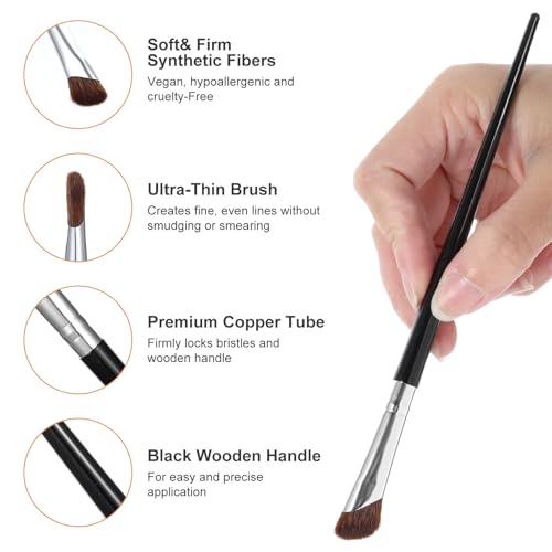 9Pcs Eyeliner Brush Set Ultra Thin Angled Fine Point Eyebrow Brushes Synthetic