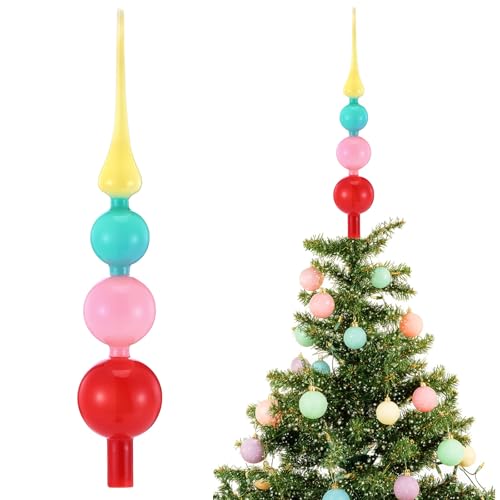 Mercury Glass Christmas Tree Topper - 15 Inch Macarons Vintage Finial