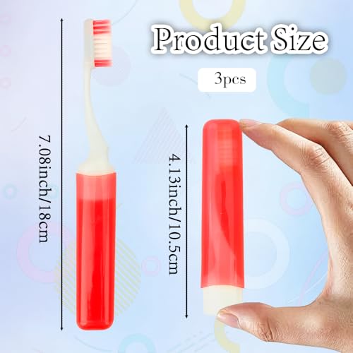 Foldable Travel Toothbrush Set 3-Pack Portable Camping Toothbrush with Case