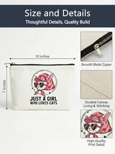 Cute Cat Makeup Bag - Waterproof Canvas Cosmetic Pouch & Travel Organizer