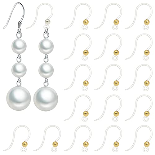 40pcs Non-Allergenic Plastic Earring Hooks for Sensitive Ears - Gold