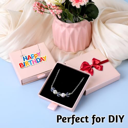 Piriuuo Pink Jewelry Gift Box Set - 2 Small Square Necklace & Earring Storage Cases
